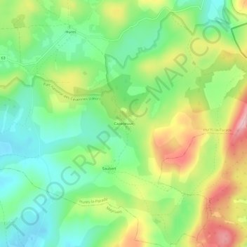 Mappa topografica Cazeneuve, altitudine, rilievo