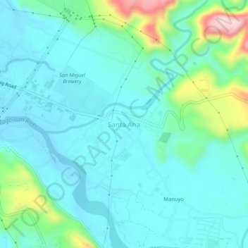 Mappa topografica Santa Ana, altitudine, rilievo