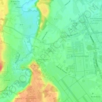 Mappa topografica Beroux, altitudine, rilievo