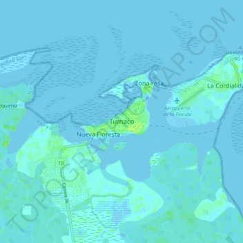 Mappa topografica Tumaco, altitudine, rilievo