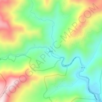 Mappa topografica Nash, altitudine, rilievo