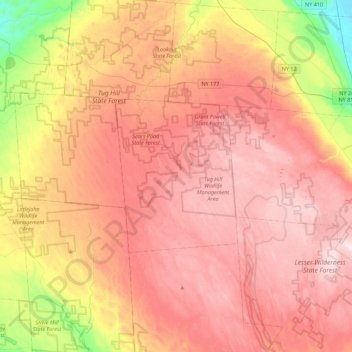 Mappa topografica Montague, altitudine, rilievo