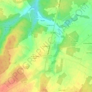 Mappa topografica Les Vigneaux, altitudine, rilievo
