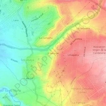 Mappa topografica El Naranjal, altitudine, rilievo