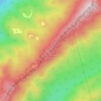 Mappa topografica Sandbank Mountain, altitudine, rilievo