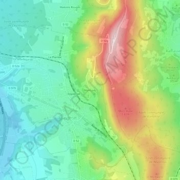 Mappa topografica Mont-July, altitudine, rilievo
