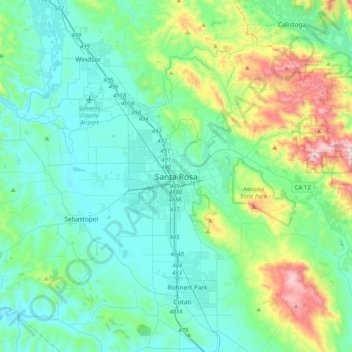 Mappa topografica Santa Rosa, altitudine, rilievo