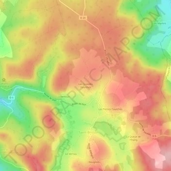 Mappa topografica Les Grandes Fourches, altitudine, rilievo