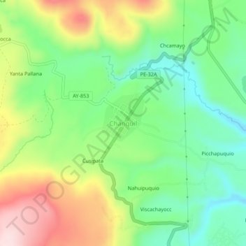 Mappa topografica Chanquil, altitudine, rilievo
