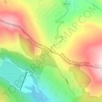 Mappa topografica Hoosier Pass, altitudine, rilievo