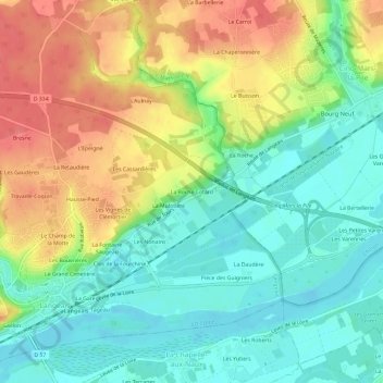 Mappa topografica La Roche Cotard, altitudine, rilievo