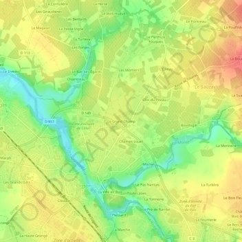 Mappa topografica Le Grand Champ, altitudine, rilievo