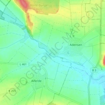 Mappa topografica Hallerburg, altitudine, rilievo