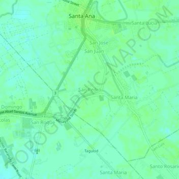 Mappa topografica San Pedro, altitudine, rilievo