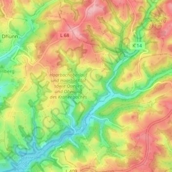 Mappa topografica Niederhagen, altitudine, rilievo