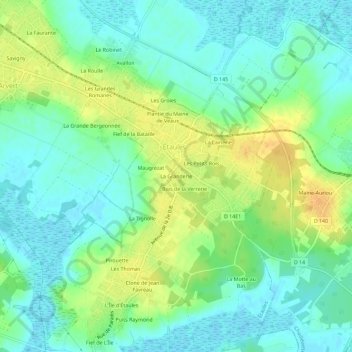 Mappa topografica La Granderie, altitudine, rilievo