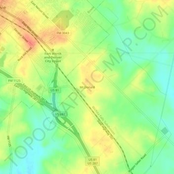 Mappa topografica McDonald, altitudine, rilievo