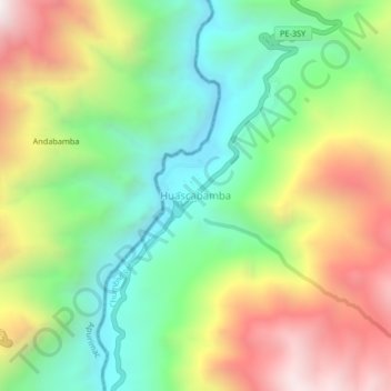 Mappa topografica Huascabamba, altitudine, rilievo