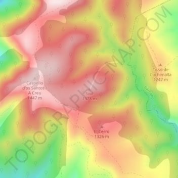 Mappa topografica Tozal de Sevill, altitudine, rilievo