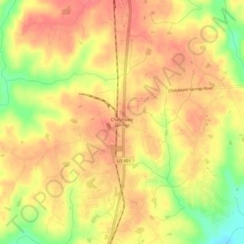 Mappa topografica Chalybeate Springs, altitudine, rilievo