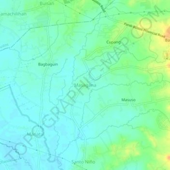 Mappa topografica Masagana, altitudine, rilievo