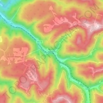 Mappa topografica Herndon, altitudine, rilievo