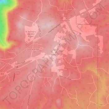 Mappa topografica Midway, altitudine, rilievo