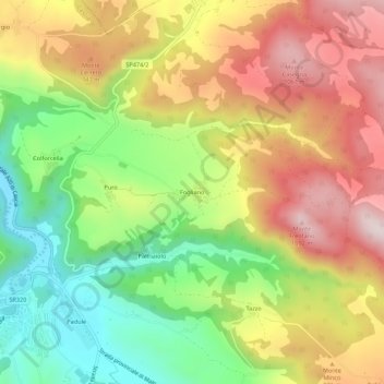 Mappa topografica Fogliano, altitudine, rilievo