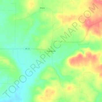Mappa topografica Gainsboro, altitudine, rilievo