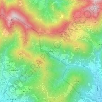 Mappa topografica Olera, altitudine, rilievo