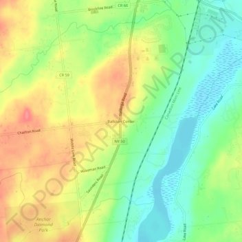 Mappa topografica Ballston Center, altitudine, rilievo