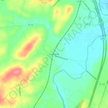 Mappa topografica Quicksburg, altitudine, rilievo