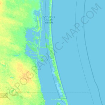 Mappa topografica Padre Island, altitudine, rilievo