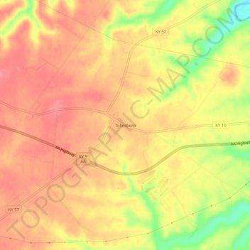 Mappa topografica Tollesboro, altitudine, rilievo
