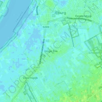 Mappa topografica Hoge Enk, altitudine, rilievo