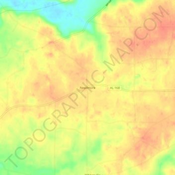 Mappa topografica Needmore, altitudine, rilievo