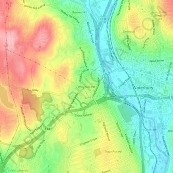 Mappa topografica West Side Hill, altitudine, rilievo
