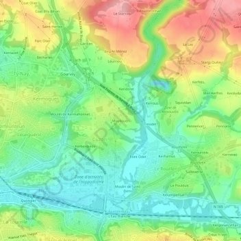 Mappa topografica Mouliouen, altitudine, rilievo
