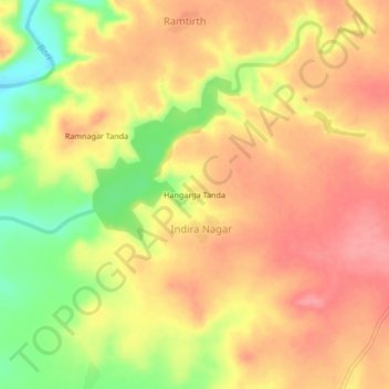 Mappa topografica Hangarga Tanda, altitudine, rilievo