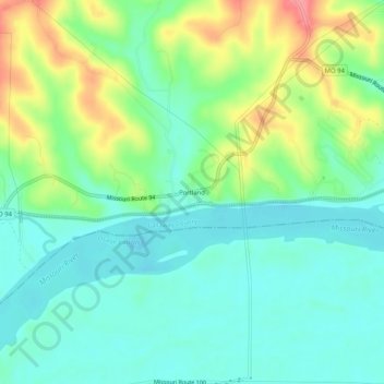 Mappa topografica Portland, altitudine, rilievo