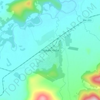 Mappa topografica Novaya Chara, altitudine, rilievo