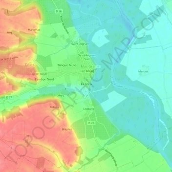 Mappa topografica La Grèse, altitudine, rilievo