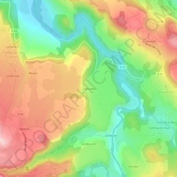 Mappa topografica Collandre, altitudine, rilievo