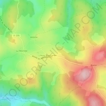 Mappa topografica Champ Oudo, altitudine, rilievo