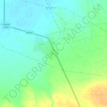 Mappa topografica Arjunvas, altitudine, rilievo