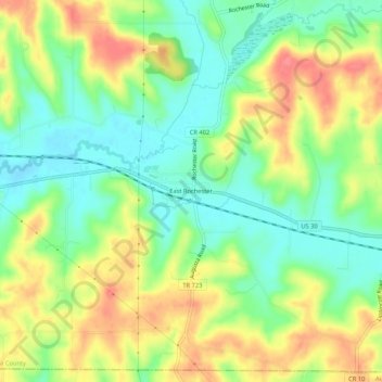 Mappa topografica East Rochester, altitudine, rilievo