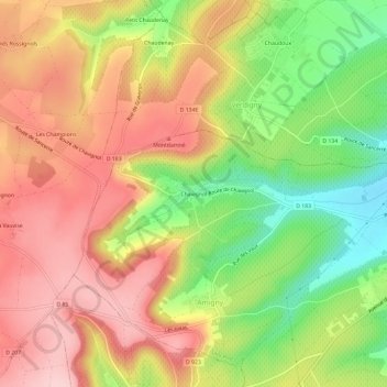 Mappa topografica Chavignol, altitudine, rilievo