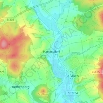 Mappa topografica Hattersdorf, altitudine, rilievo