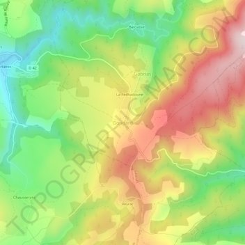 Mappa topografica Goudard, altitudine, rilievo