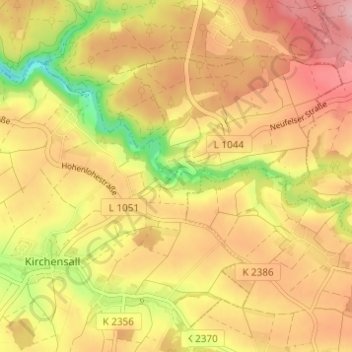 Mappa topografica Neufelser Mühle, altitudine, rilievo
